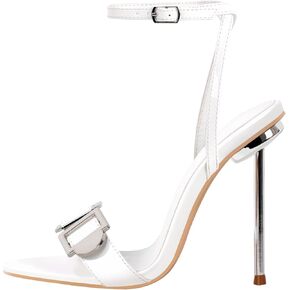 dollskiss Women's Strappy Sandals Pointed Toe Stiletto Heels Metal Buckle