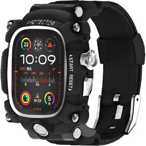 iG-3100 Modified Watch Case for Apple Watch Ultra 2 49mm Band with Cover Rugged Case Silicon Strap for Apple Watch Ultra 1 49mm Full Protective Cover for Men