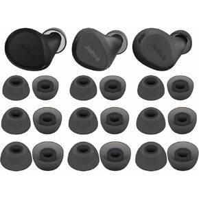 9 Pairs Elite 8 Active Ear Tips, Replacement S/M/L 3 Size Soft Rubber Silicone Flexible Eartips Earplug Gel Cover Accessories Compatible with Jabra Elite 8 Active / 7 Active / 4 Active - Gray