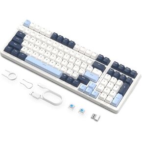 ATTACK SHARK K8 Wireless Mechanical Keyboard, Trip-Mode BT5.0/2.4G/Wired Gaming Keyboard 100 Keys Hot Swappable Red Switches Gasket RGB Keyboard with Number Pad for PC Gamers/Mac/Windows