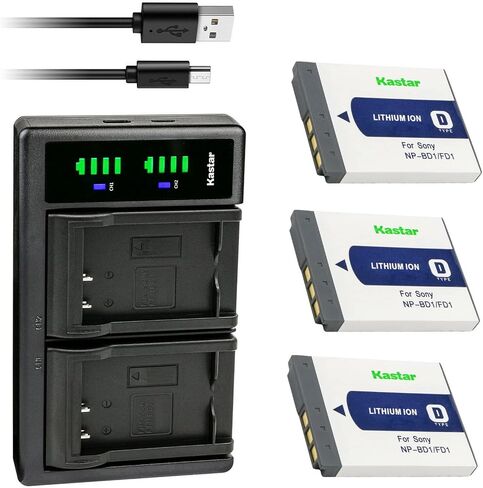 Kastar 4-Pack Battery and LTD2 USB Charger Compatible with Sony NP-BD1 NP-FD1 Battery, BC-CSD BC-CS3 Charger, Sony Cyber-shot DSC-G3, Cyber-shot DSC-T2, Cyber-shot DSC-T70, Cyber-shot DSC-T75 Cameras in Saudi Arabia