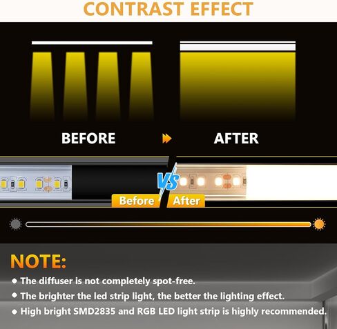 10 عبوات 3.3 قدم / 1 متر قناة ألومنيوم LED - ناشر LED على شكل حرف V مع غطاء، أغطية نهاية، مشابك تثبيت - ملف ألومنيوم لأضواء شريط LED للاستخدام الداخلي/الخارجي in Kuwait