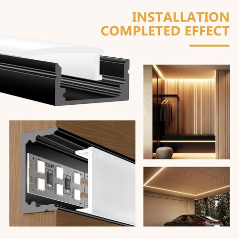 10 عبوات 3.3 قدم / 1 متر قناة ألومنيوم LED - ناشر LED على شكل حرف V مع غطاء، أغطية نهاية، مشابك تثبيت - ملف ألومنيوم لأضواء شريط LED للاستخدام الداخلي/الخارجي in Kuwait