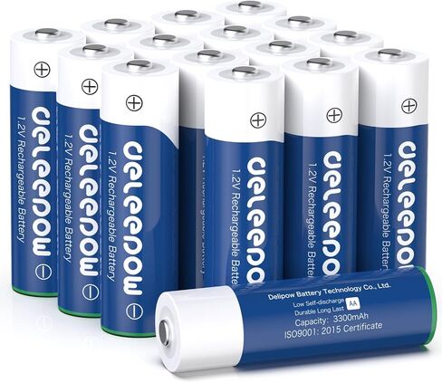 Deleepow AA Rechargeable Batteries Nimh 3300mAh 1.2V Batteries AA Size Rechargeable High Capacity 1200 Cycles 8-Pack(Only Battery) in Saudi Arabia