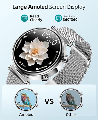 BooaBei Smart Watches for Women (Answer/Make Calls), 1.27" AMOLED Screen Fitness Tracker, Heart Rate/Sleep Monitor, IP68 Waterproof Petite Watch for Women, Round Smartwatch for Android iPhone in Saudi Arabia