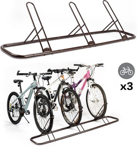 3 Bike Floor Type Parking Rack Stand - Bicycle Storage Stand Indoor/Outdoor Cycling Rack Floor Storage Organizer for Garage 12-26" Wheel Stand (Black) in Saudi Arabia
