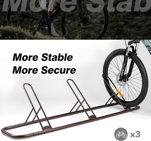 3 Bike Floor Type Parking Rack Stand - Bicycle Storage Stand Indoor/Outdoor Cycling Rack Floor Storage Organizer for Garage 12-26" Wheel Stand (Black) in Saudi Arabia