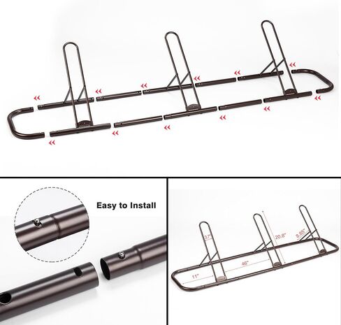 3 Bike Floor Type Parking Rack Stand - Bicycle Storage Stand Indoor/Outdoor Cycling Rack Floor Storage Organizer for Garage 12-26" Wheel Stand (Black) in Saudi Arabia