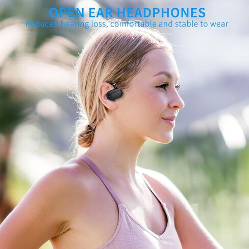 سماعات أذن مفتوحة، مقاومة للتعرق، وقت تشغيل 24 ساعة، تصميم دوار ثنائي المحور، بلوتوث محمول 5.4، شحن سريع، مكالمات واضحة، رائعة للمكتب، الجري، التمرين، ركوب الدراجات (أسود) in Kuwait