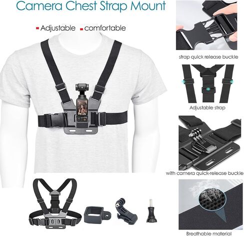 مجموعة ملحقات Fotoleey لـ DJI Osmo Pocket 3 حزام الصدر جبل حزام الرأس جبل حقيبة الظهر جبل المعصم جبل قابل للتعديل in Kuwait