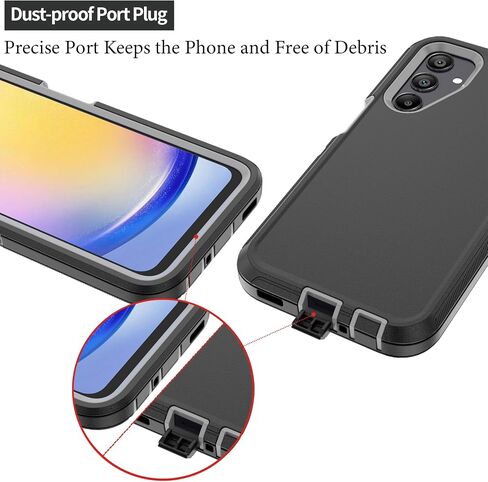 Compatible with Samsung Galaxy A25 Case, with Belt Clip Holster Heavy Duty Rugged Shockproof Full Body Protection Kickstand Cover for Samsung Galaxy A25 Phone (Black) in Kuwait