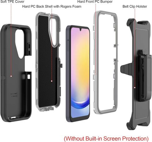 Compatible with Samsung Galaxy A25 Case, with Belt Clip Holster Heavy Duty Rugged Shockproof Full Body Protection Kickstand Cover for Samsung Galaxy A25 Phone (Black) in Kuwait