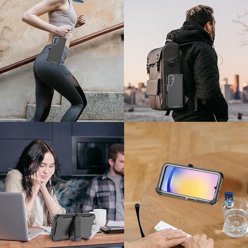 Compatible with Samsung Galaxy A25 Case, with Belt Clip Holster Heavy Duty Rugged Shockproof Full Body Protection Kickstand Cover for Samsung Galaxy A25 Phone (Black) in Kuwait