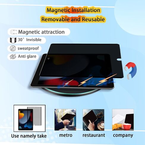 for ipad 10.2/10.5 inch Removable Magnetic Privacy Screen Protector Removable and ReusableiPad 9/8/7 (10.2-Inch, 2021/2020/2019 Model, 9th / 8th / 7th Generation in Saudi Arabia