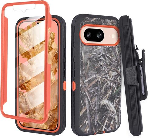 Designed for Google Pixel 9 2024 Case with Belt Clip Holster, Built-in Screen, Anti-Drop, Shockproof, with Kickstand, Heavy Duty Protection (Black) in Kuwait