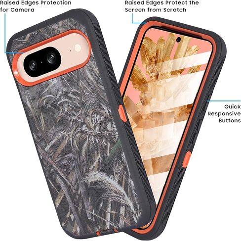 Designed for Google Pixel 9 2024 Case with Belt Clip Holster, Built-in Screen, Anti-Drop, Shockproof, with Kickstand, Heavy Duty Protection (Black) in Kuwait