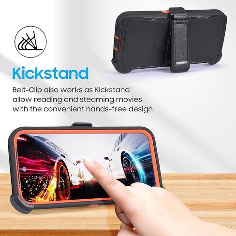 Designed for Google Pixel 9 2024 Case with Belt Clip Holster, Built-in Screen, Anti-Drop, Shockproof, with Kickstand, Heavy Duty Protection (Black) in Kuwait