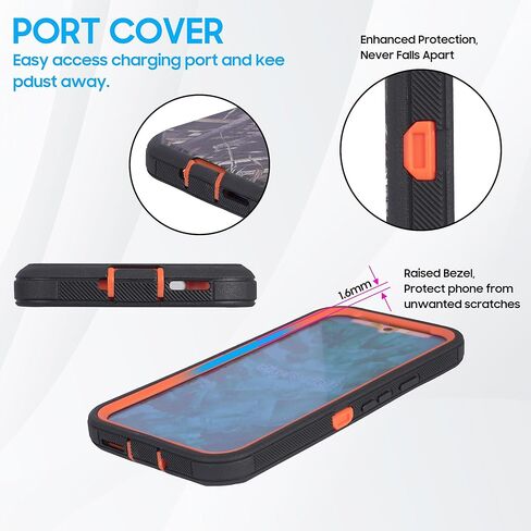 Designed for Google Pixel 9 2024 Case with Belt Clip Holster, Built-in Screen, Anti-Drop, Shockproof, with Kickstand, Heavy Duty Protection (Black) in Kuwait