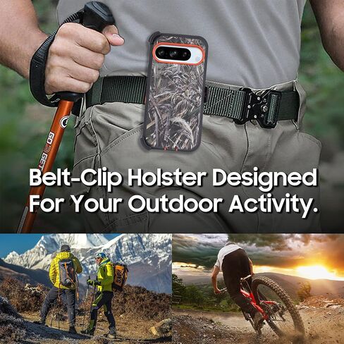 Designed for Google Pixel 9 2024 Case with Belt Clip Holster, Built-in Screen, Anti-Drop, Shockproof, with Kickstand, Heavy Duty Protection (Black) in Kuwait