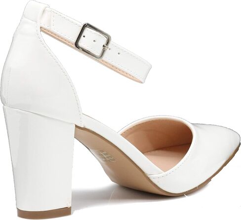 Enzo Romeo Ivka Women's Pointy Toe High Mid Chunky Block Heel Sexy Ankle Strap Sandals Ballerina Dress Pump Ballet Wedding Patent Harlow Pump Shoes in Saudi Arabia