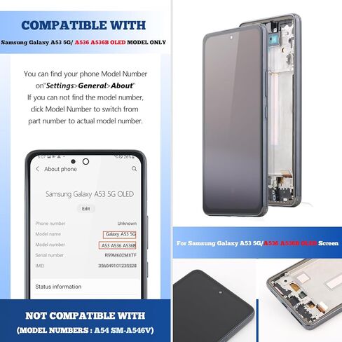 6.5 بوصة لهاتف Samsung Galaxy A53 A536 A536B 5G OLED بديل للشاشة لهاتف Samsung Galaxy A53 شاشة LCD تعمل باللمس مع أدوات إصلاح (دعم بصمة الإصبع) in Kuwait