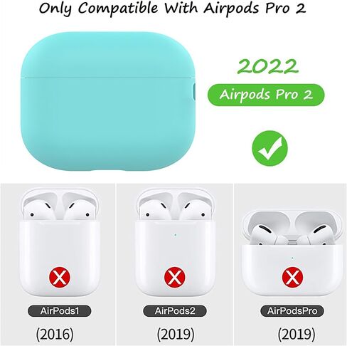 غطاء حماية من السيليكون الناعم متوافق مع Airpods Pro 2، حافظة واقية بسمك 1.5 مم، LED مرئية أمامية (أرجواني) in Kuwait
