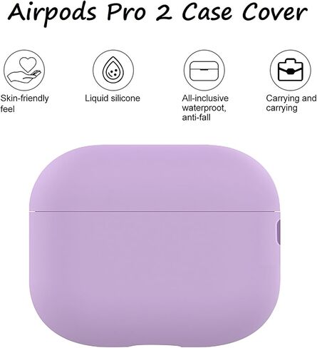 غطاء حماية من السيليكون الناعم متوافق مع Airpods Pro 2، حافظة واقية بسمك 1.5 مم، LED مرئية أمامية (أرجواني) in Kuwait