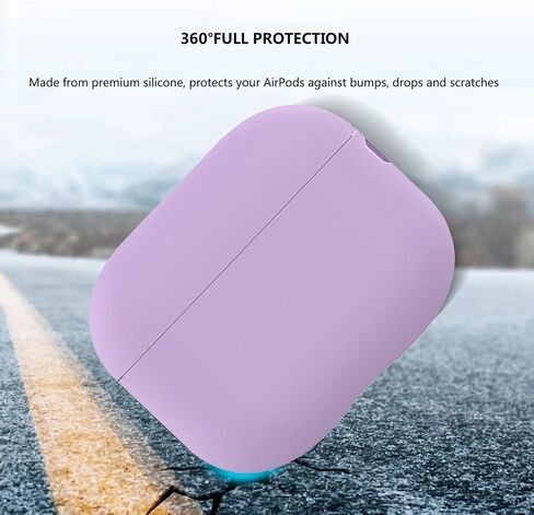 غطاء حماية من السيليكون الناعم متوافق مع Airpods Pro 2، حافظة واقية بسمك 1.5 مم، LED مرئية أمامية (أرجواني) in Kuwait