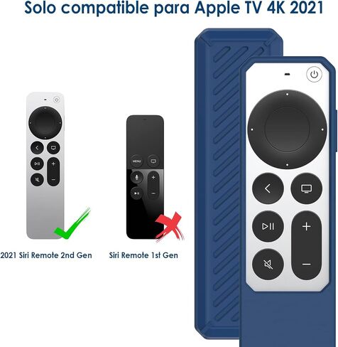Silicone Case Compatible with Apple TV 4K 2021 2022 Generation/Apple Siri 4K - Shockproof/Anti-Slip/Scratch Remote Control Cover - Blue in Saudi Arabia