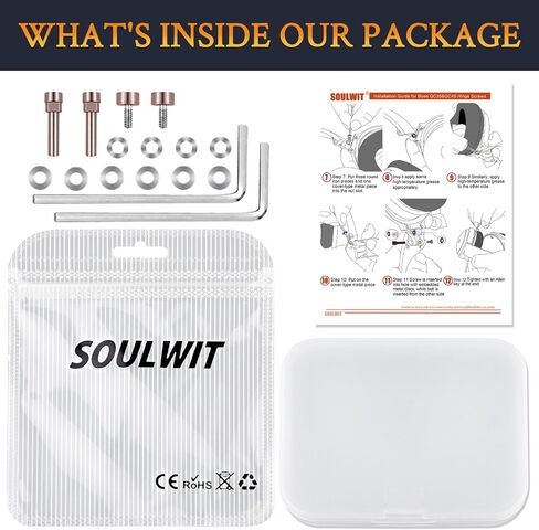 SOULWIT Metal Swivel Pins Replacement Parts Kit for Bose QuietComfort 35/QC35/QC35 II/QC45/QuietComfort SE (QC SE)/New Quiet Comfort Wireless Headphones, Hinge Screws Accessories and Gasket (Black) in Saudi Arabia