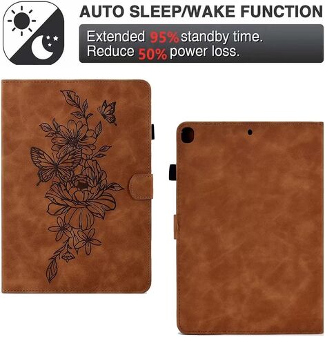 MonsDirect Case for iPad 9th Generation 10.2 inch iPad 8th 7th Generation 2021-2019, Suede Multi-Angle Stand Cover with Auto Wake/Sleep & Pen Holder & Card Slots for iPad 10.2/Pro 10.5 inch, Brown in Kuwait
