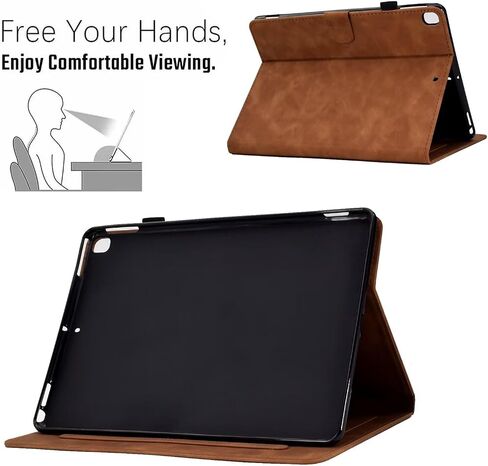 MonsDirect Case for iPad 9th Generation 10.2 inch iPad 8th 7th Generation 2021-2019, Suede Multi-Angle Stand Cover with Auto Wake/Sleep & Pen Holder & Card Slots for iPad 10.2/Pro 10.5 inch, Brown in Kuwait