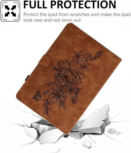 MonsDirect Case for iPad 9th Generation 10.2 inch iPad 8th 7th Generation 2021-2019, Suede Multi-Angle Stand Cover with Auto Wake/Sleep & Pen Holder & Card Slots for iPad 10.2/Pro 10.5 inch, Brown in Kuwait
