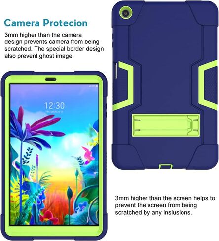 Case for LG G Pad 5 10.1" Case 2019,Heavy-Duty Drop-Proof and Shock-Resistant Rugged Hybrid case with Built-in Stand, for LG G Pad 5 10.1 inch FHD Tablet 2019 (Black+Black) in Saudi Arabia