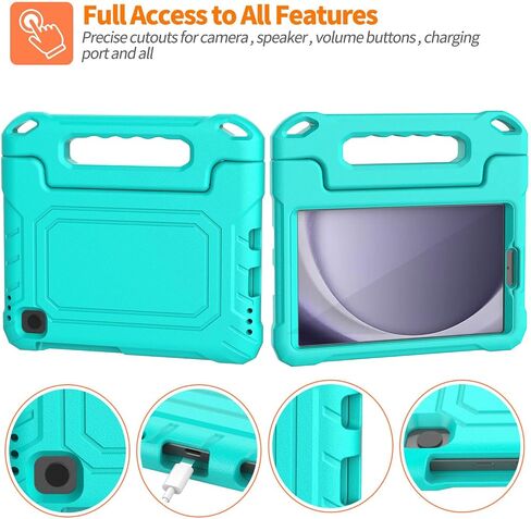 Kids Case for Samsung Galaxy Tab A9 8.7 Inch 2023 (SM-X110/X115/X117) & Galaxy Tab A7 Lite 8.7 Inch 2021, Built-in Screen Protector, Shockproof Handle Stand Cover for Galaxy 8.7", Blue in Kuwait