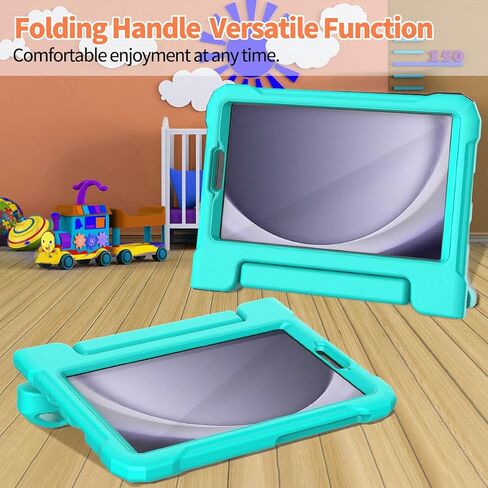 Kids Case for Samsung Galaxy Tab A9 8.7 Inch 2023 (SM-X110/X115/X117) & Galaxy Tab A7 Lite 8.7 Inch 2021, Built-in Screen Protector, Shockproof Handle Stand Cover for Galaxy 8.7", Blue in Kuwait