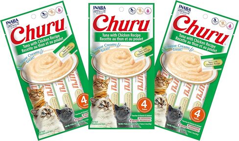 INABA Churu Chicken with Cheese Recipe Lickable Purée Natural Cat Treats 12 Tubes in Saudi Arabia