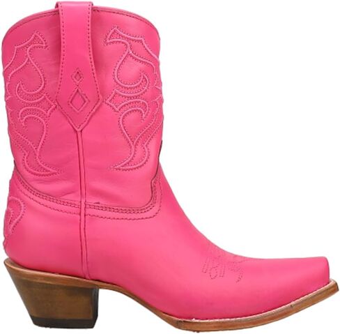 Corral Boots حريمي مطرز بمقدمة قصيرة كاجوال بكعب متوسط ​​للكاحل 2-3 بوصة - وردي in Saudi Arabia
