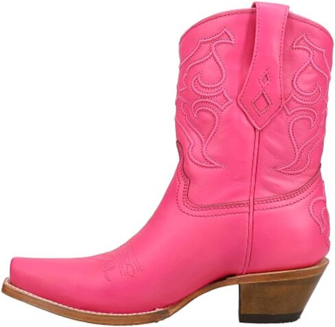 Corral Boots حريمي مطرز بمقدمة قصيرة كاجوال بكعب متوسط ​​للكاحل 2-3 بوصة - وردي in Saudi Arabia