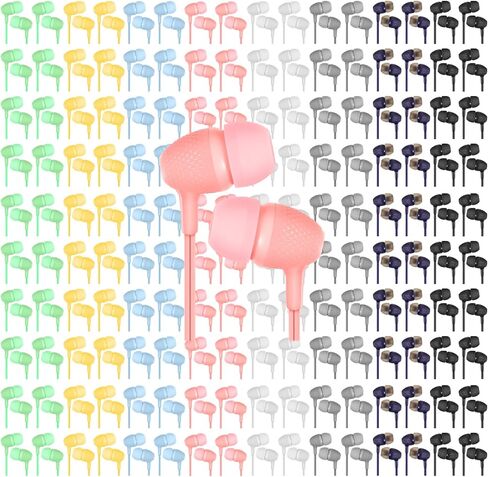 Xuhal 300 حزمة من سماعات الأذن السائبة معكرون الألوان سماعات مختلطة 3.5 ملم سماعات رأس للفصل الدراسي سماعات أذن سلكية في سماعات الأذن للمدارس والفصول الدراسية والطلاب والمراهقين والأطفال هدية والكبار in Kuwait