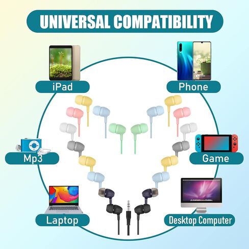 Xuhal 300 حزمة من سماعات الأذن السائبة معكرون الألوان سماعات مختلطة 3.5 ملم سماعات رأس للفصل الدراسي سماعات أذن سلكية في سماعات الأذن للمدارس والفصول الدراسية والطلاب والمراهقين والأطفال هدية والكبار in Kuwait