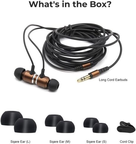 Headphones with Extra Long Cord Extra Earbuds for PC TV Ear Listening Earbuds without Microphone Plug in Headphones Ear Buds Headphones for Computer with No Mic Earphones Brown 10FT in Saudi Arabia