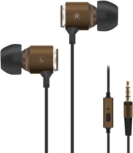 Headphones with Extra Long Cord Extra Earbuds for PC TV Ear Listening Earbuds without Microphone Plug in Headphones Ear Buds Headphones for Computer with No Mic Earphones Brown 10FT in Saudi Arabia