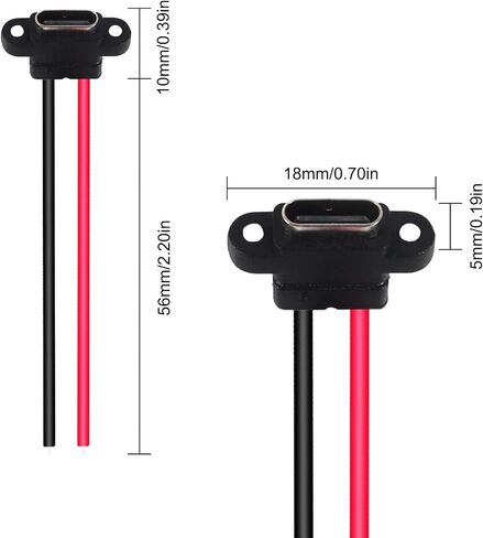 5 قطعة موصل من النوع C 2 دبوس SMD SMT أنثى مقبس USB C منفذ شحن ثقب المسمار واجهة شحن موصل USB تمديد كابل الطاقة USB-C التوصيل إلى 2 دبوس DIY in Kuwait