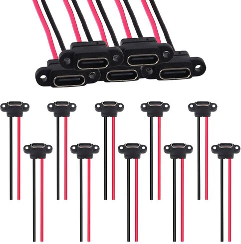 5 قطعة موصل من النوع C 2 دبوس SMD SMT أنثى مقبس USB C منفذ شحن ثقب المسمار واجهة شحن موصل USB تمديد كابل الطاقة USB-C التوصيل إلى 2 دبوس DIY in Kuwait