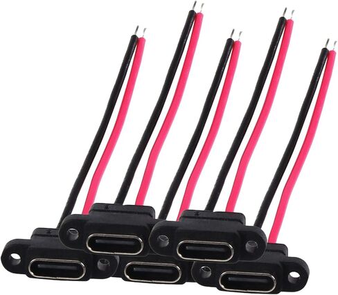 5 قطعة موصل من النوع C 2 دبوس SMD SMT أنثى مقبس USB C منفذ شحن ثقب المسمار واجهة شحن موصل USB تمديد كابل الطاقة USB-C التوصيل إلى 2 دبوس DIY in Kuwait