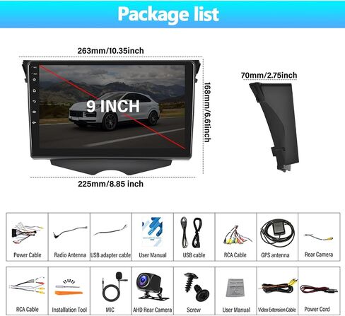 [2+64G] Android 13 Car Stereo for Hyundai Veloster 2011-2015 with Apple Carplay&Android Auto,9 Inch Touch Screen Car Radio with Mirror Link GPS WiFi Bluetooth FM/RDS SWC Dual USB/AUX-in+Backup Camera in Saudi Arabia