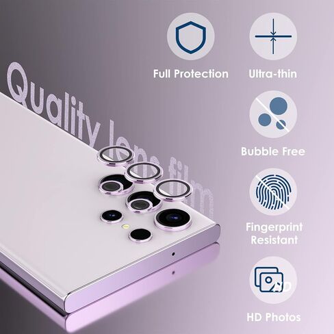 Simpeak 2Pack Camera Lens Protector Compatible with Samsung Galaxy S23 Ultra 5G 6.8" 2023, Individual 9H Tempered Glass Camera Metal Case for S23 Ultra 6.8" [Installation Tray],Black in Saudi Arabia