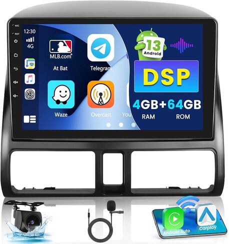 Hikity 8 النوى أندرويد ستيريو لهوندا CRV 2002-2006 مع 4G + 64G، 9 بوصة لاسلكي CarPlay Android Auto Radio مع نظام ملاحة GPS DSP BT WiFi FM RDS التحكم الصوتي in Saudi Arabia