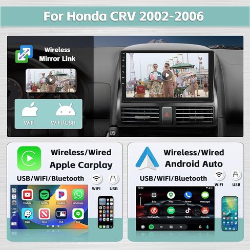 Hikity 8 النوى أندرويد ستيريو لهوندا CRV 2002-2006 مع 4G + 64G، 9 بوصة لاسلكي CarPlay Android Auto Radio مع نظام ملاحة GPS DSP BT WiFi FM RDS التحكم الصوتي in Saudi Arabia